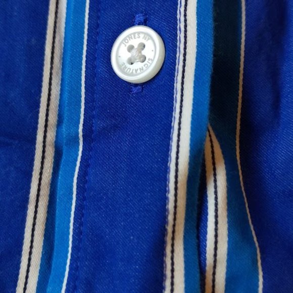 Jones New York Signature Blue Striped Button Down blouse - Picture 2 of 3